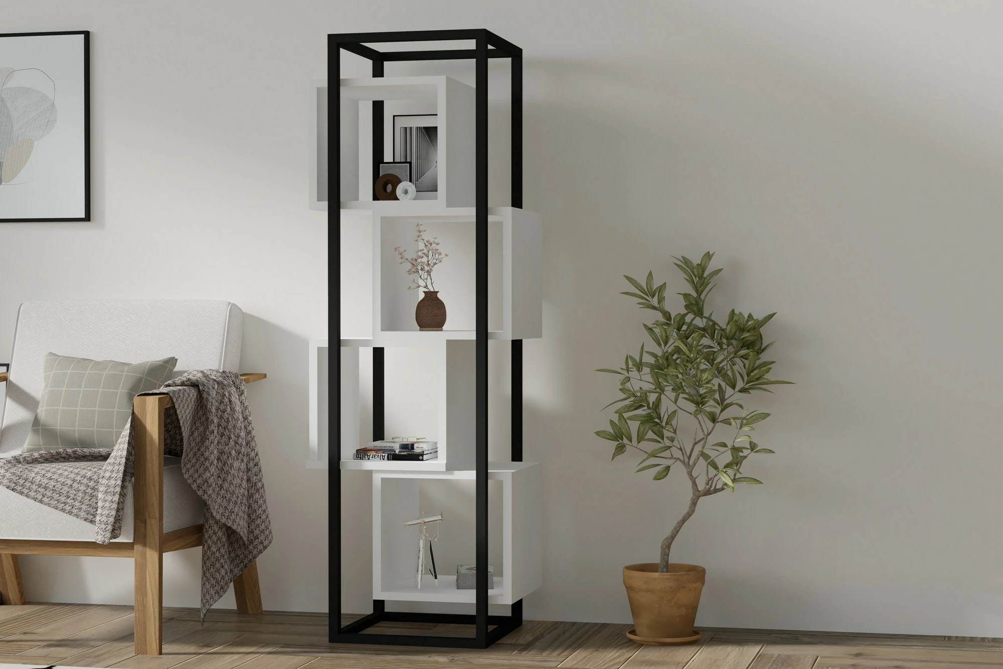 Raft librash Hanah Home, Rabant, i bardhë