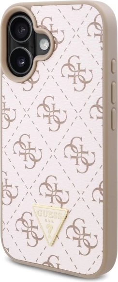 Mbështjellës Guess 4G Triangle për iPhone 16, Bardhë
