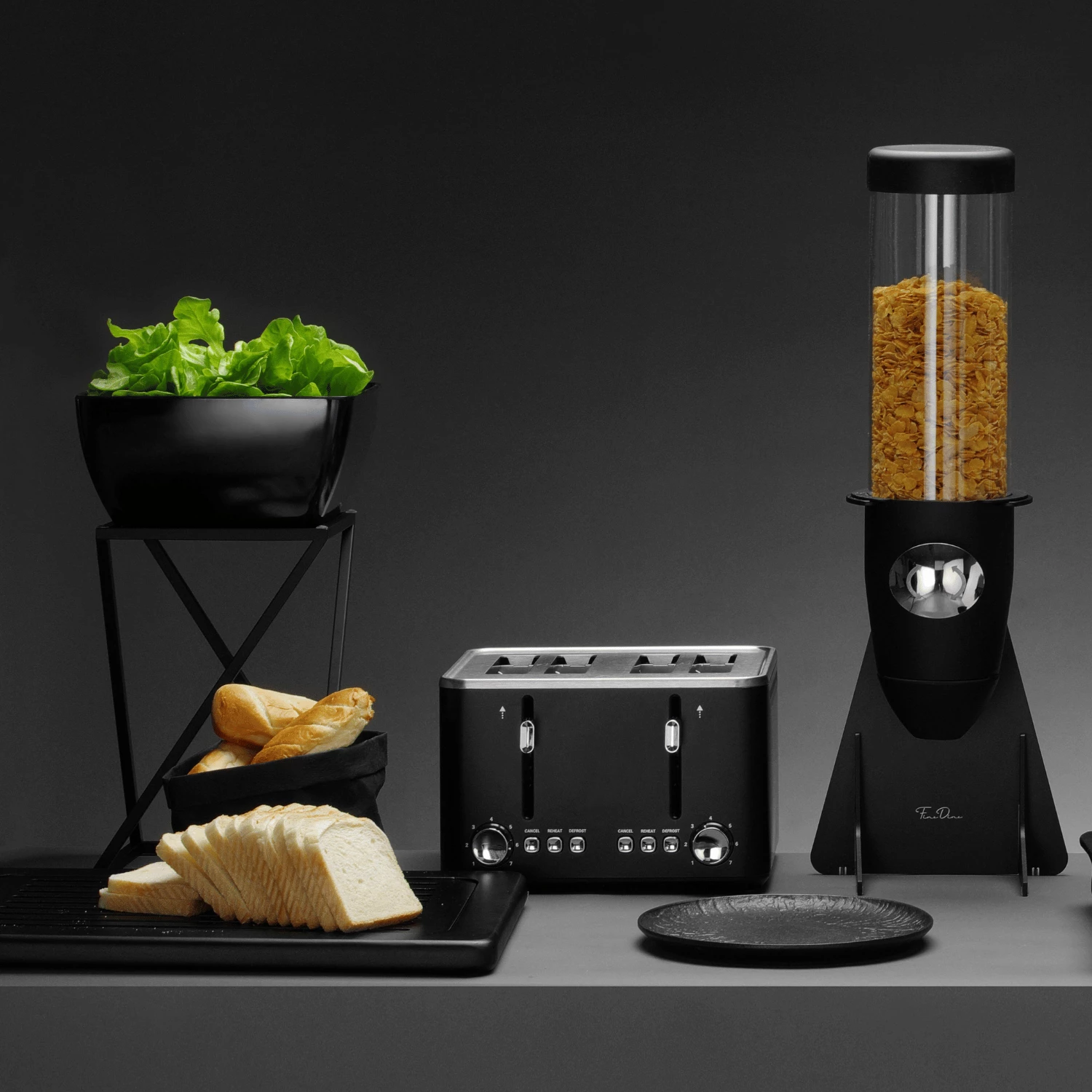 Stendë bufeti, Fine Dine Skiatos, 200x200x300 mm, çelik inox i veshur me pluhur, e zezë