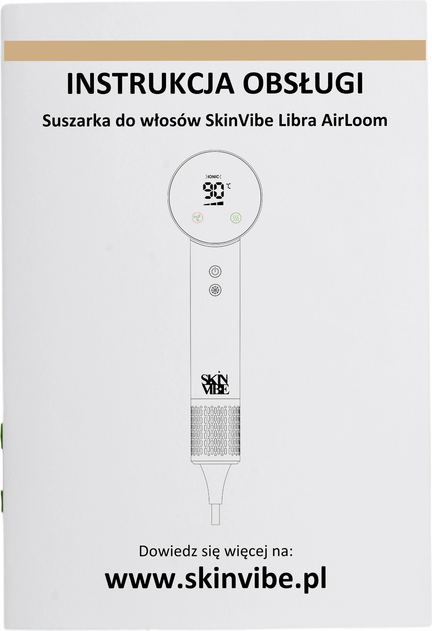 Tharëse flokësh SkinVibe Libra AirLoom SV-002WH 1500W me jonizim, ekran LCD, 3 aksesorë magnetikë, bardhë-ari