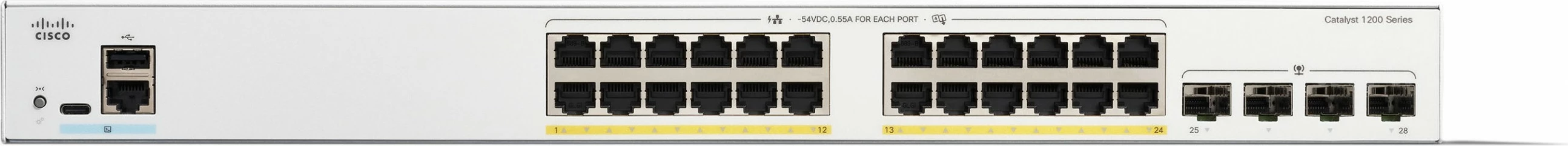 Switch Cisco Catalyst 1200-24FP-4G, 24 porta GE, Full PoE, 4x1GE SFP, Managed, i bardhë