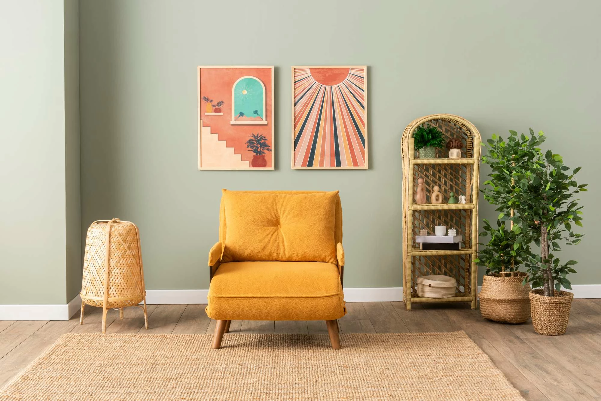 Krevate-karrige një vendës Cosmo, ngjyrë mustardë, Atelier del Sofa