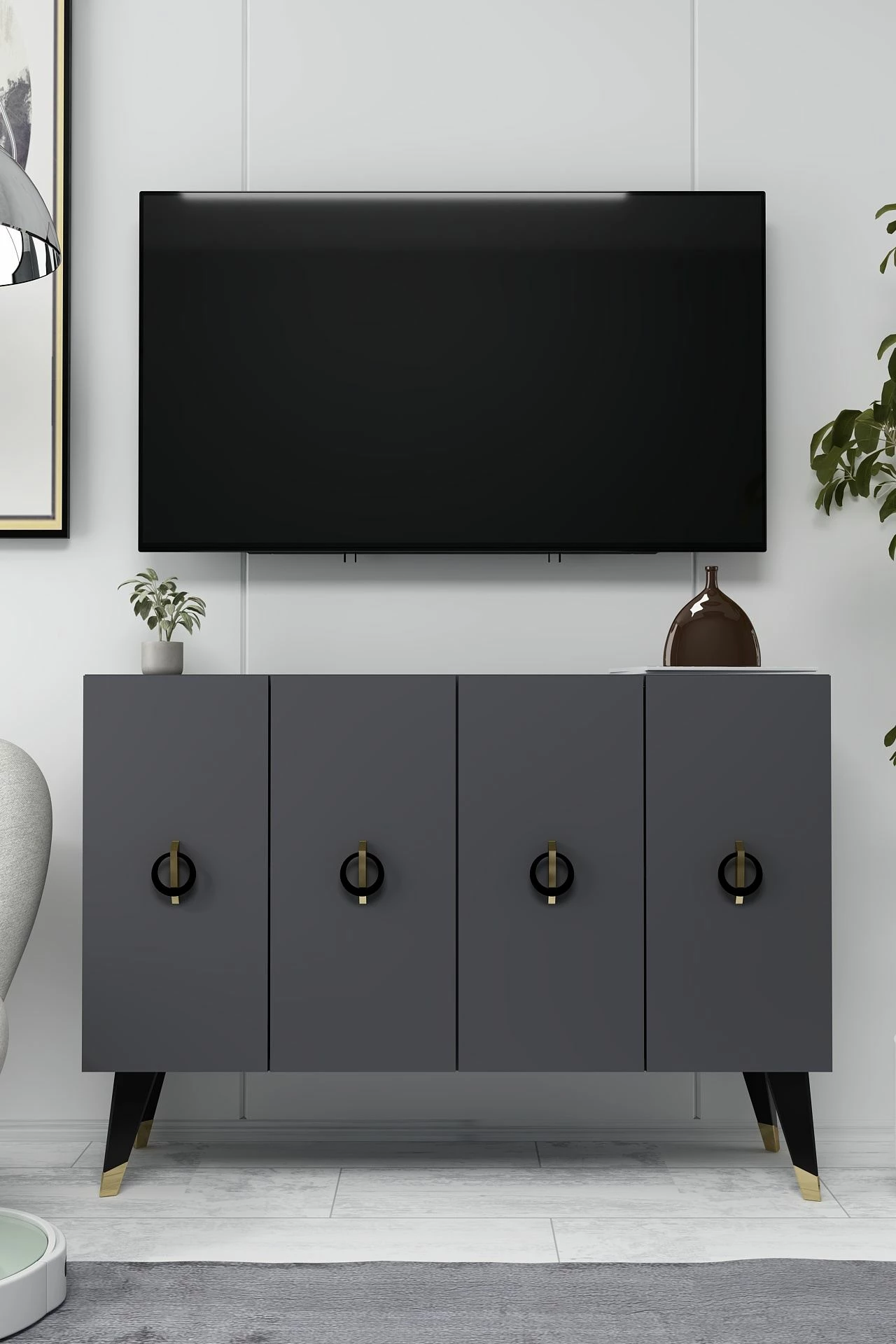Konsol Skye Decor, anthracite, e zezë, ari, 8183KM-32