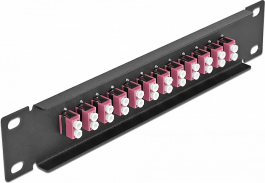 Patch panel fibër optike DeLOCK 10", 12 Port LC Duplex, 1U, zi/vjollcë