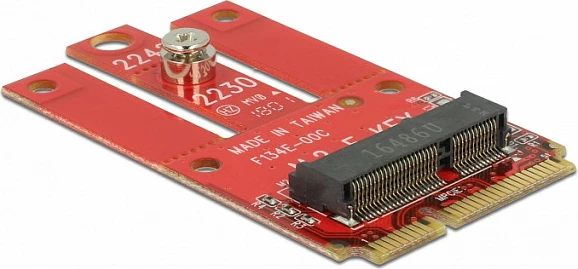 Adapter DeLOCK 63909 Mini PCIe në M.2 (2230/2242/3030/3042), full-height/half-size, i kuq
