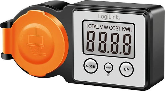 Matës kostoje energjie LogiLink Energy Cost Meter, për jashtë, ekran LCD, prizë Schuko, zi/portokalli