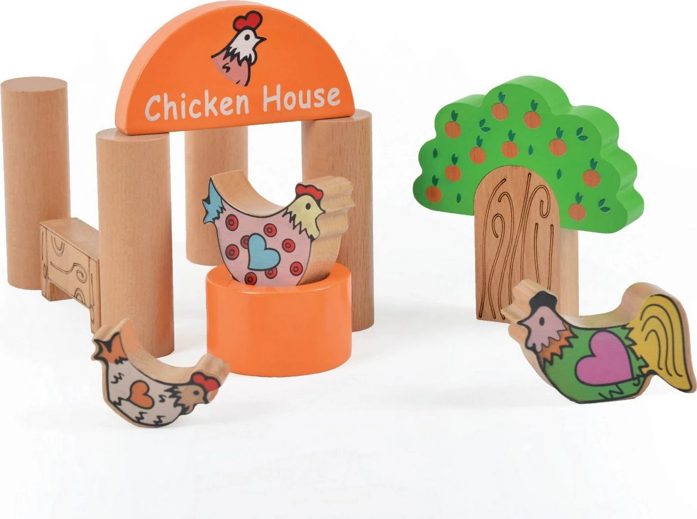 Lodër druri për fëmijë, shtëpi pulash, Skye Decor, shumëngjyrëshe