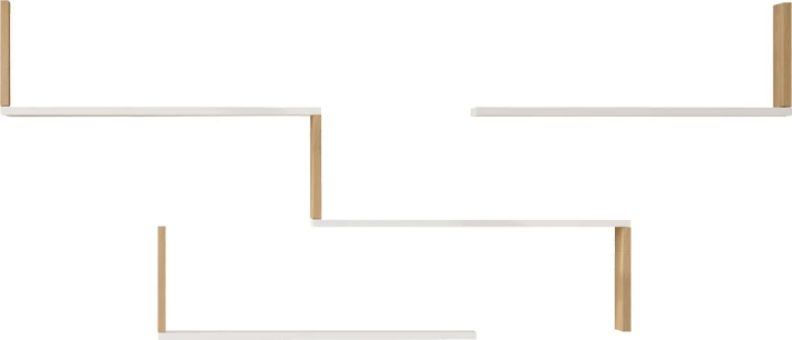 Raft muri Flear, ngjyrë e bardhë me lis, 179x14.5x76.2cm