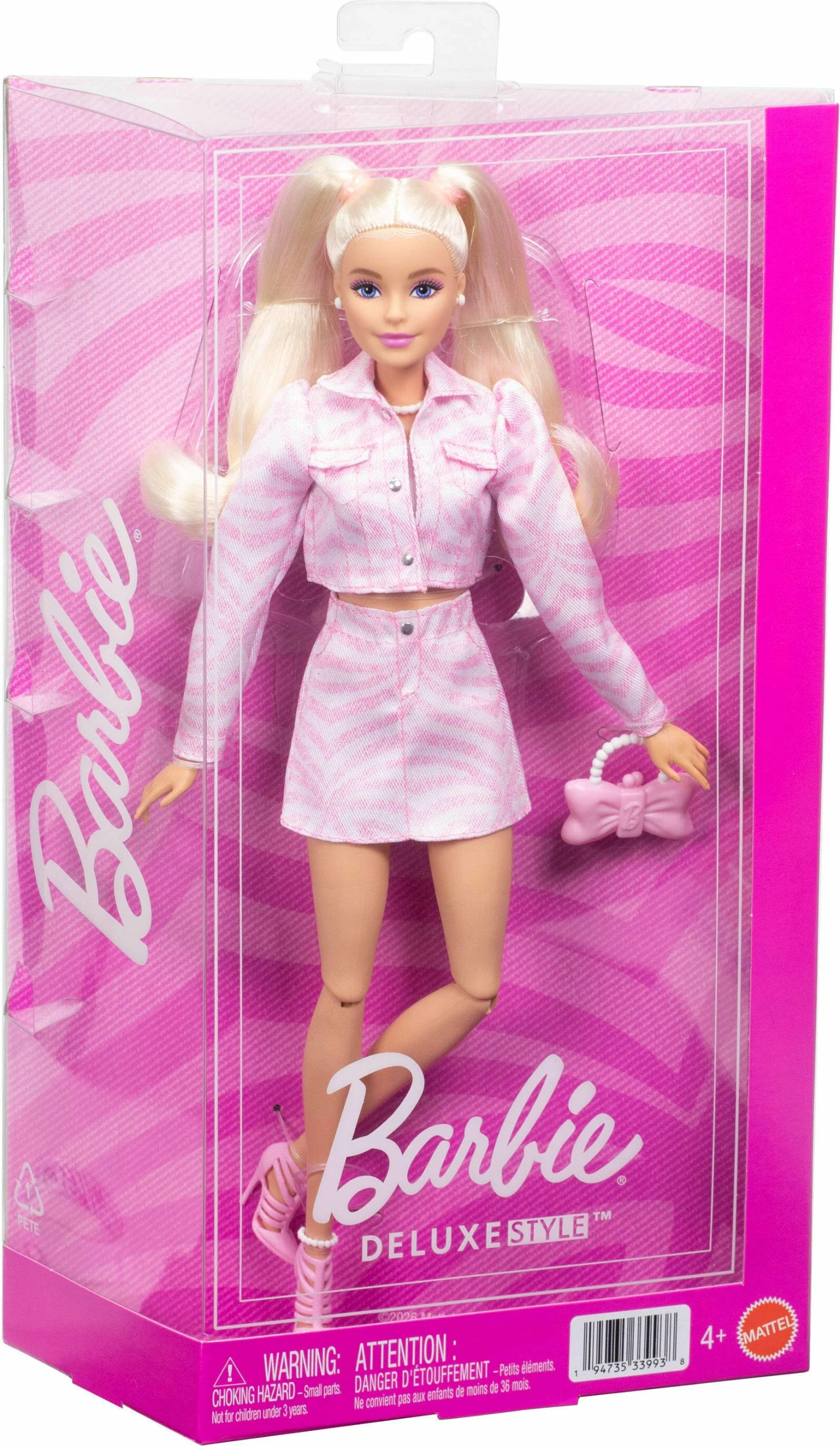 Kukull Mattel Barbie Deluxe Style #9 JJN69, veshje Barbiecore denim, set me aksesorë, rozë