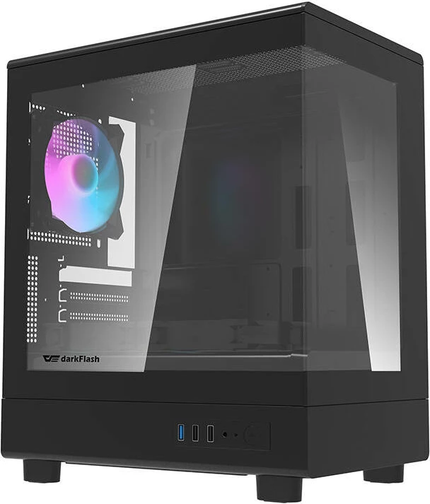 Kasë Darkflash DB330M me 3 ventilatorë aRGB, Mini Tower, e zezë