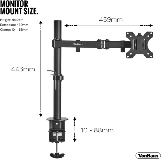 Mbajtëse monitori desktop VONHAUS 3005115 13-32\", VESA 75x75/100x100, ngarkesë deri 8kg, e zezë