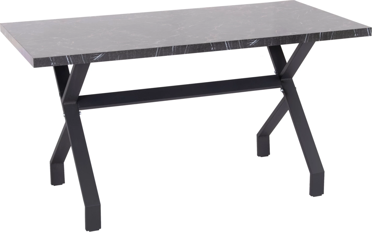 Tavolinë kuzhine LANA, pamje mermeri të zi, këmbë metali të zeza, FH18221.02, 140x70x72.5 cm