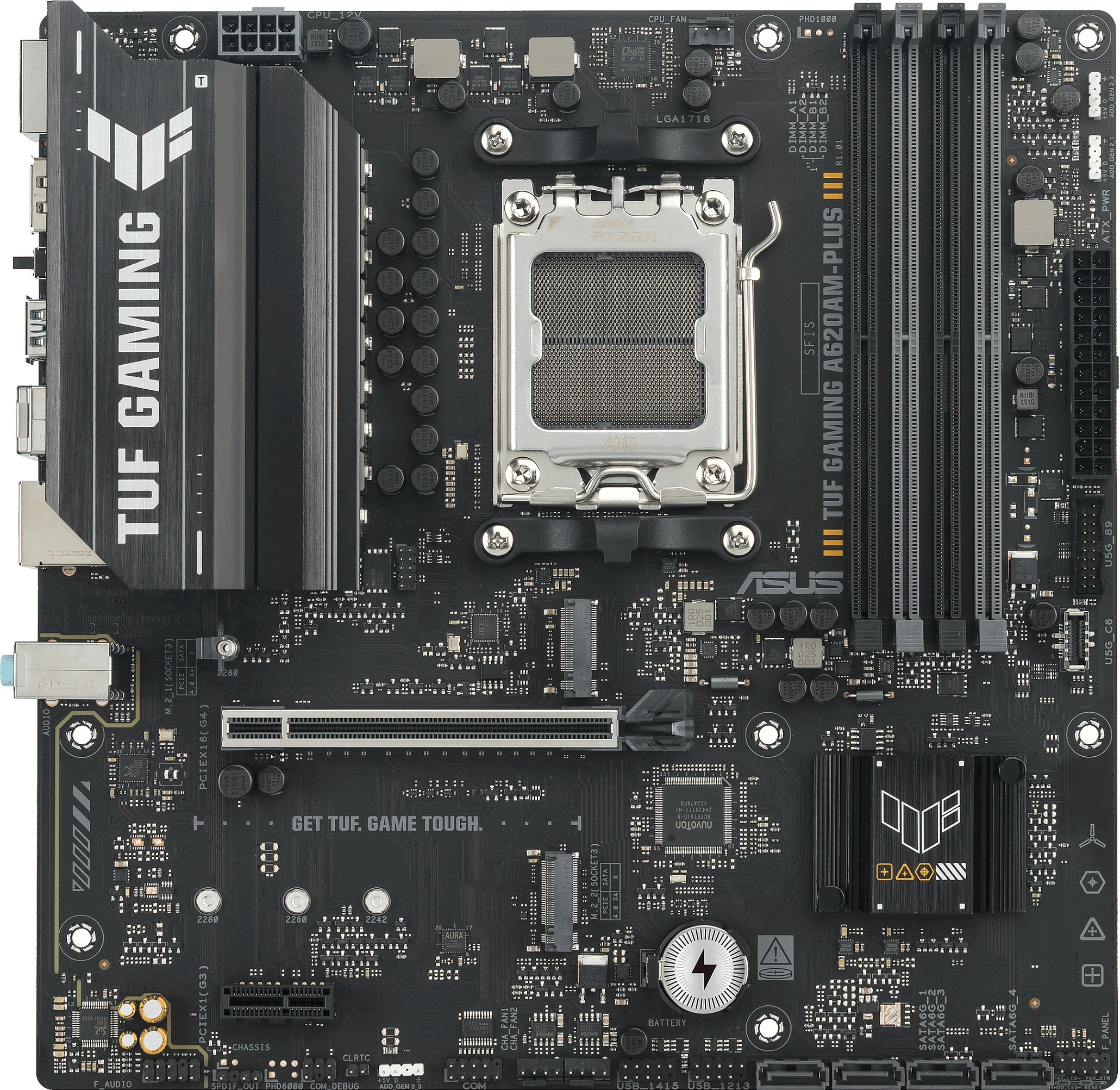 Pllakë amë ASUS TUF GAMING A620AM-PLUS, micro ATX, AM5, 2x M.2 PCIe 4.0, 2.5GbE, HDMI/2x DP, e zezë