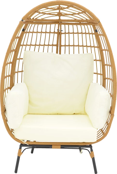 Karrige Frox ratan natyral-metal këmbë natyral-zeza-jastëk bezhë 96x76x145cm