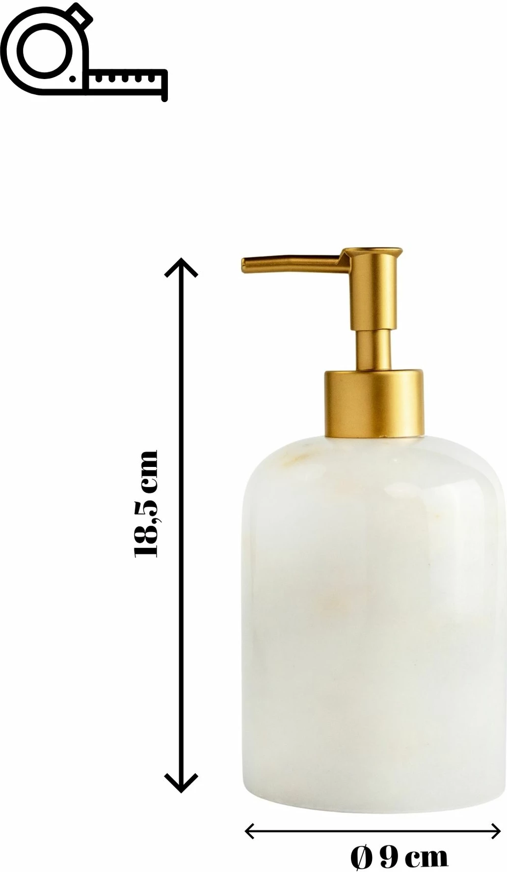 Dispenser sapuni mermeri travertin, i bardhë, ar mat, Evila Originals