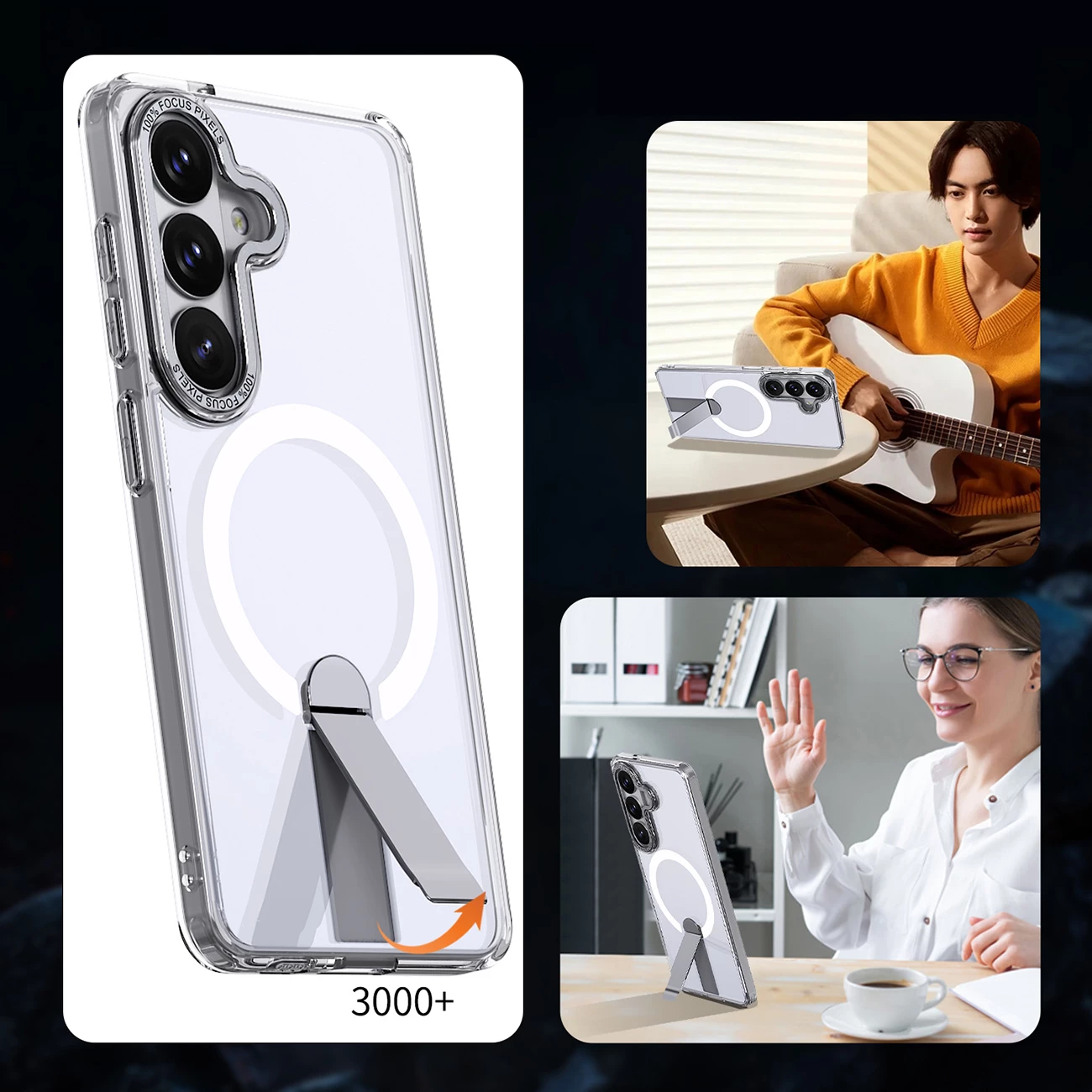 Mbështjellës Hurtel Hybrid Armor X për Samsung Galaxy A57, MagSafe, stand 360°, Transparent