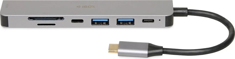 Dock për notebook IBOX IUH3SL4K, USB 3.2 Gen 1 (3.1 Gen 1) Type-C, Power Delivery 100W, Argjendtë