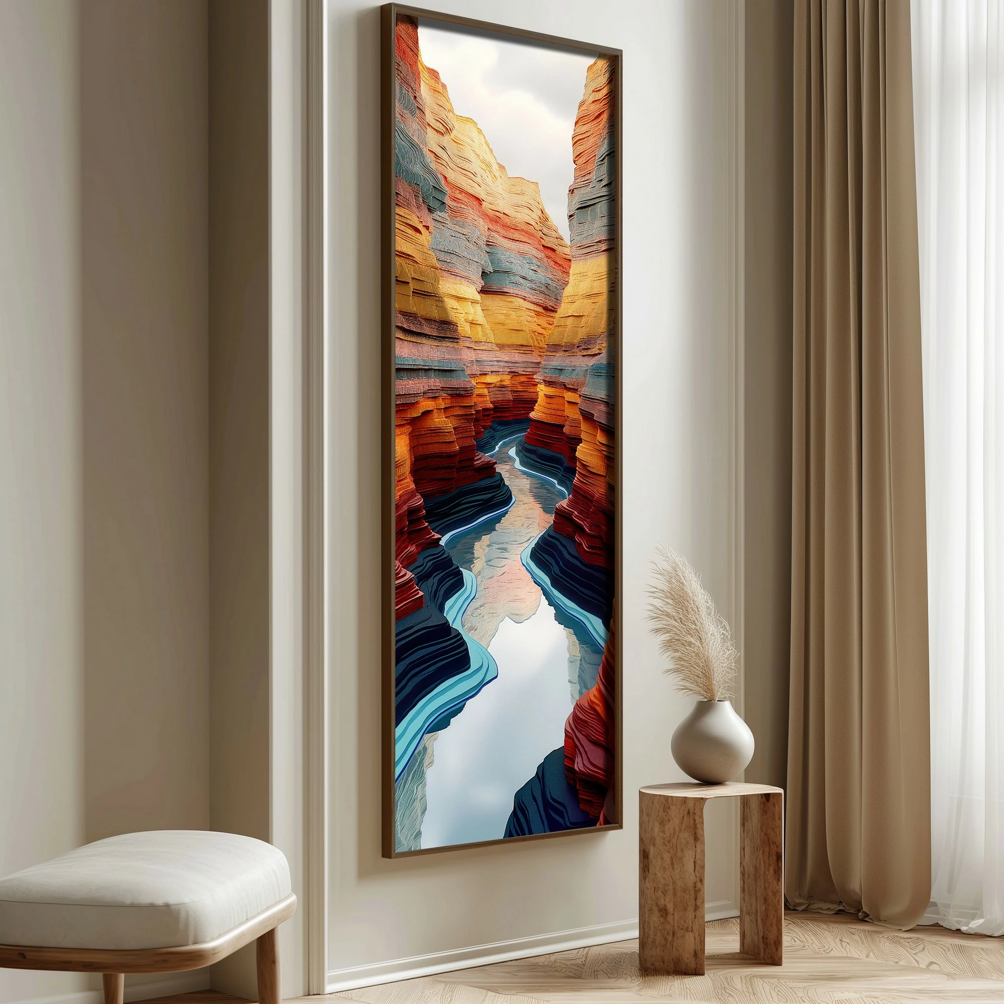 Pikturë dekorative me kornizë, MDF, Wallity, LONG008-S/120-40, shumëngjyrëshe, 40x120cm