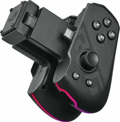 Kontroller gaming Asus ROG Tessen 90GC01D0-BGP000, USB-C për Android, palosshëm, 20 butona, 2 analoge, me ndriçim, me mbajtëse telefoni, e zezë/gri