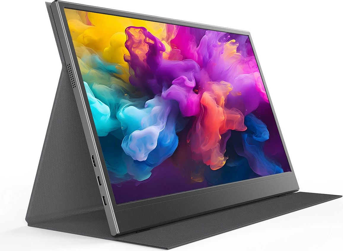 Monitor portativ Denver PMO-15604, 15.6", Full HD IPS, HDR, VESA, altoparlantë, gri e errët