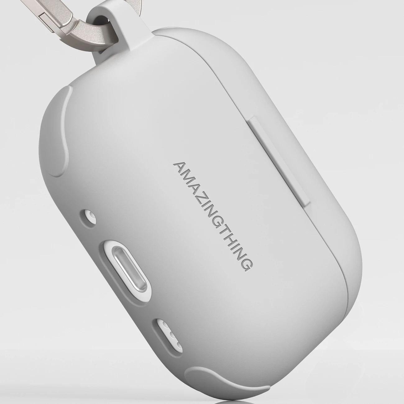 Mbështjellës për kufje, AmazingThing Omni Case Titan, për Apple AirPods Pro 3, me karabinë, përputhje me karikim me valë, material TPU/silikon, e bardhë