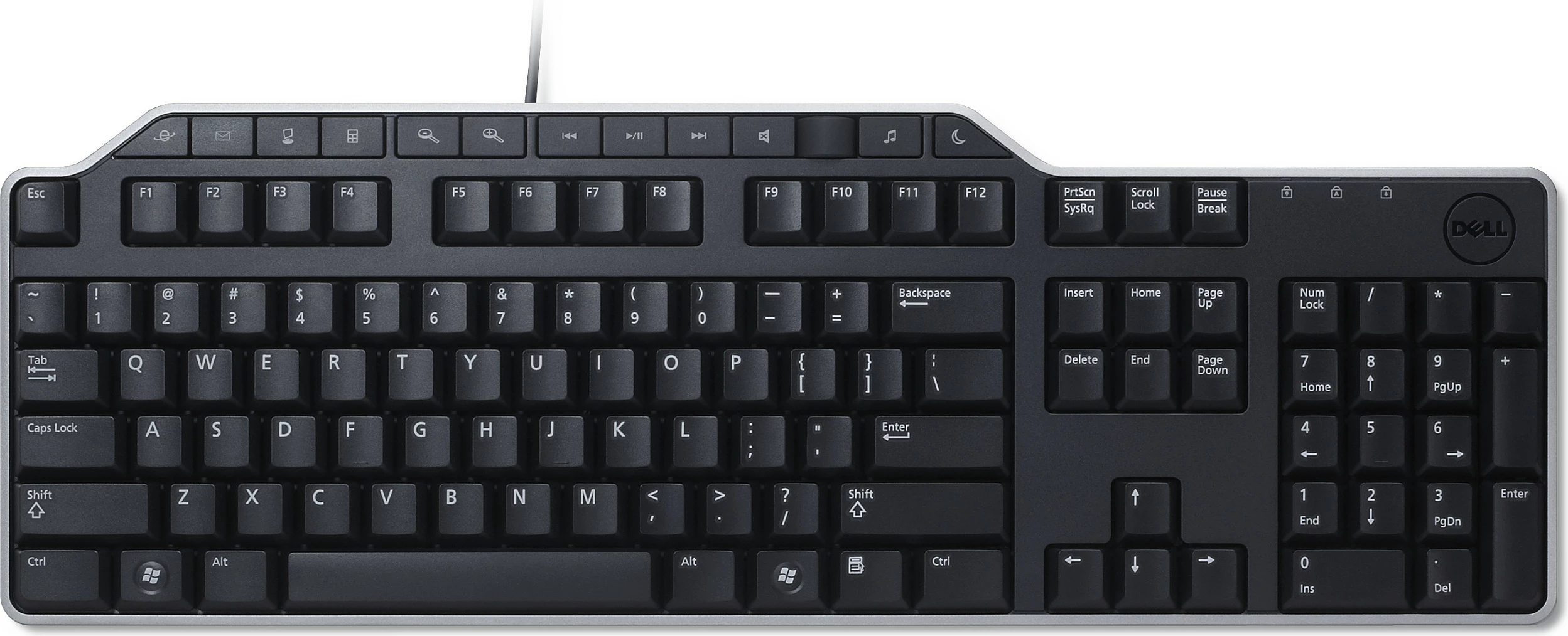 Tastierë DELL KB522, me kabëll USB, full-size 104 taste, QWERTZ gjerman, me numpad, me USB hub, e zezë
