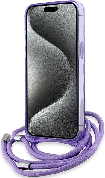 Mbështjellës Karl Lagerfeld IML Crossbody Monogram Karl & Choupette Head MagSafe për iPhone 15 Pro, vjollcë