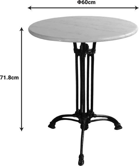 Tavolinë Bastile mermeri hekur i derdhur, ngjyrë bardhë-e zezë, Φ60x71.8cm