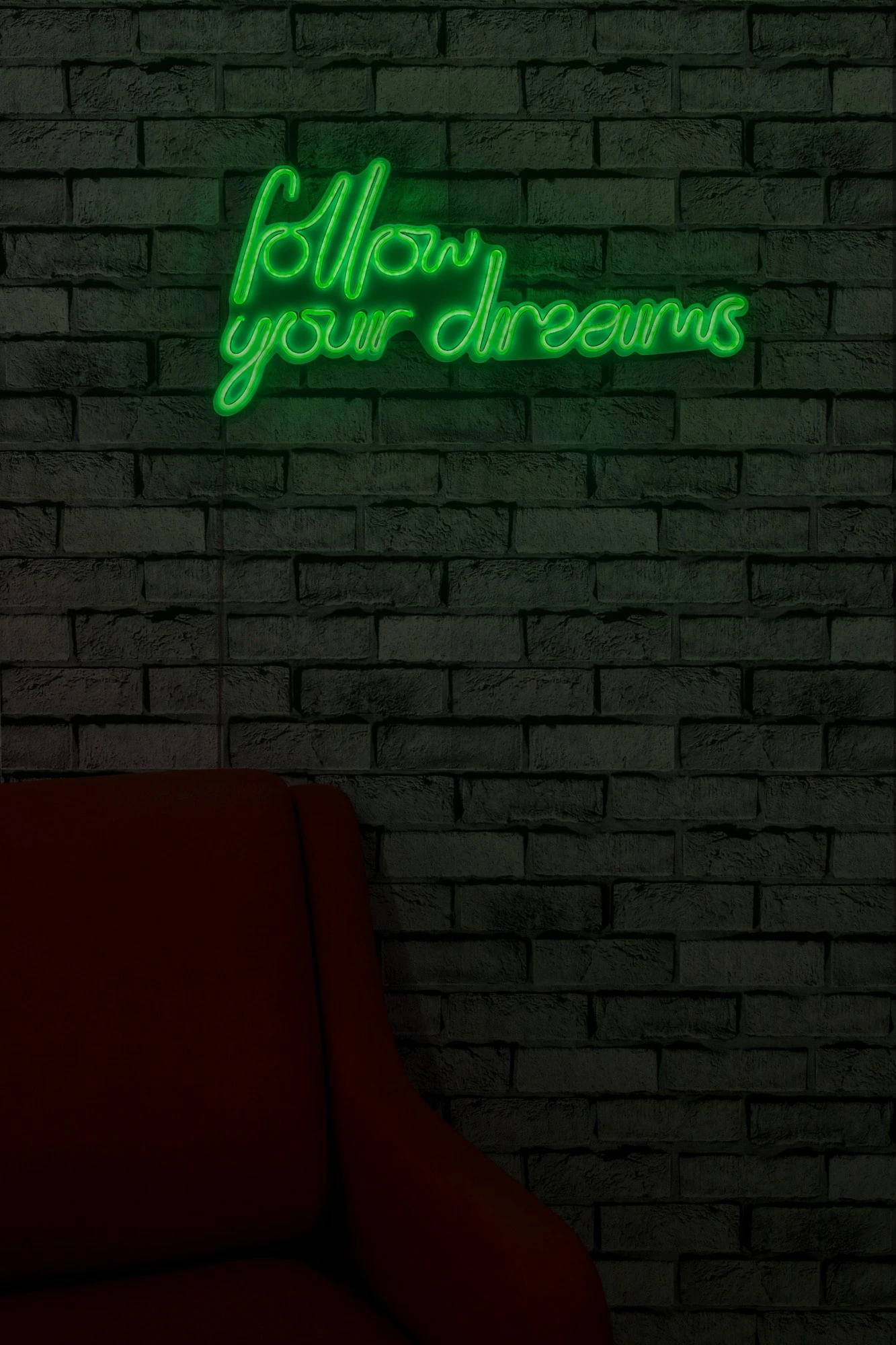 Dritë dekorative plastike LED, 'Follow Your Dreams', ngjyrë e gjelbër