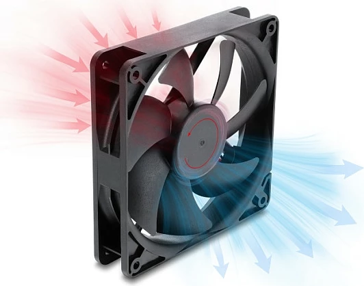 Ventilator për kasë DeLOCK 120 x 120 x 25 mm, 48 V DC, 4-Pin PWM, i zi