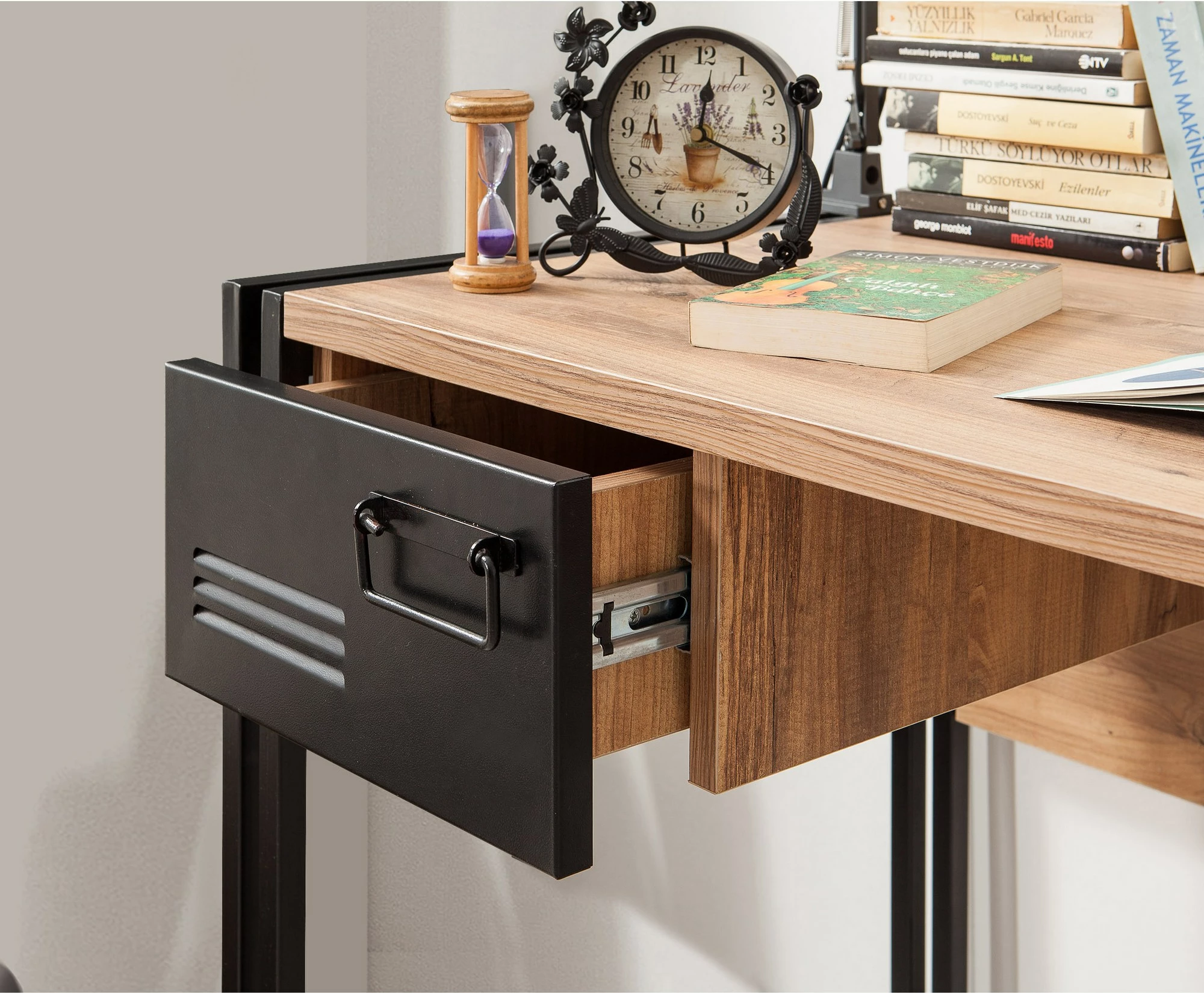 Set mobiljesh për dhomë studimi, Hanah Home, COSMO-TKM.10, ngjyrë Atlantic Pine dhe e zezë