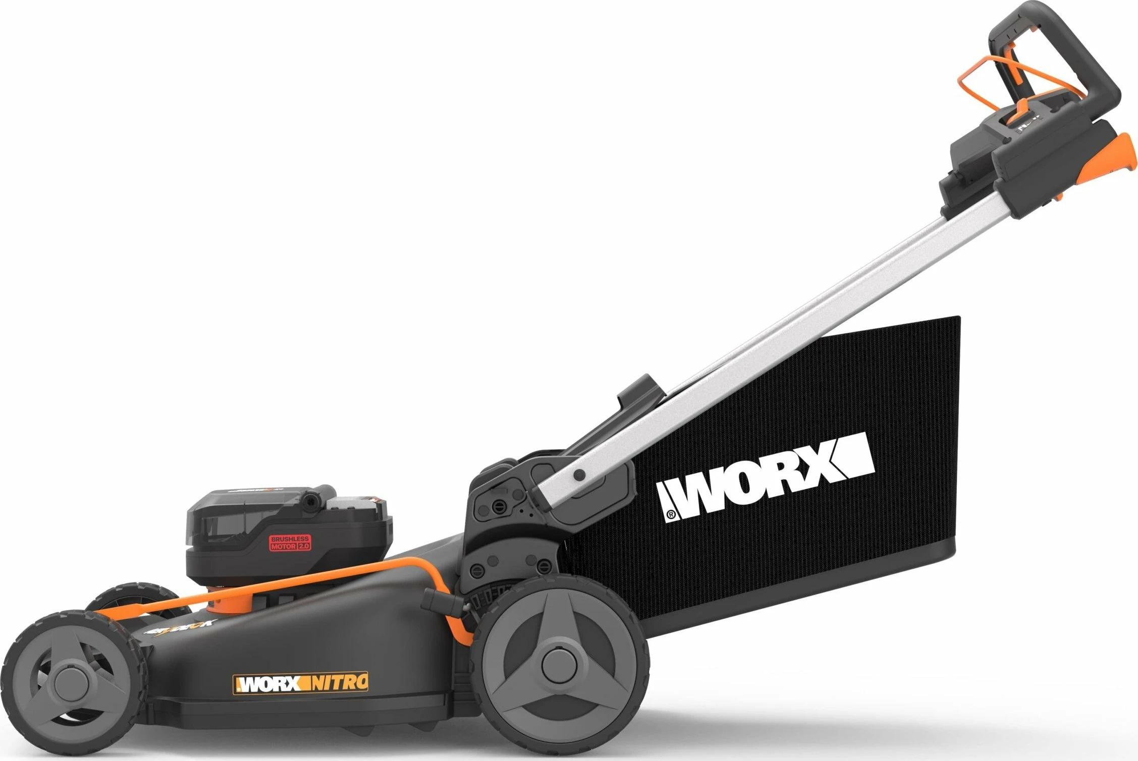 Kositëse bari me bateri Worx WG760E 40V 51 cm, 2x5.0Ah me vetëlëvizje, set me karikues, zezë/portokalli