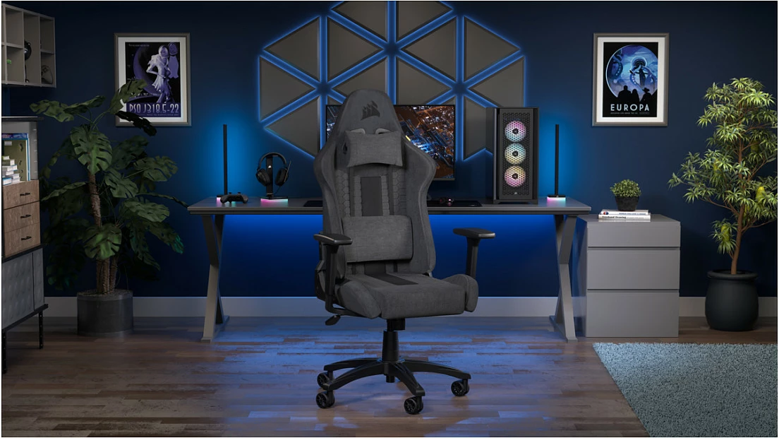 Karrige gaming Corsair TC100 Relaxed, stof, 120 kg, gri/zi