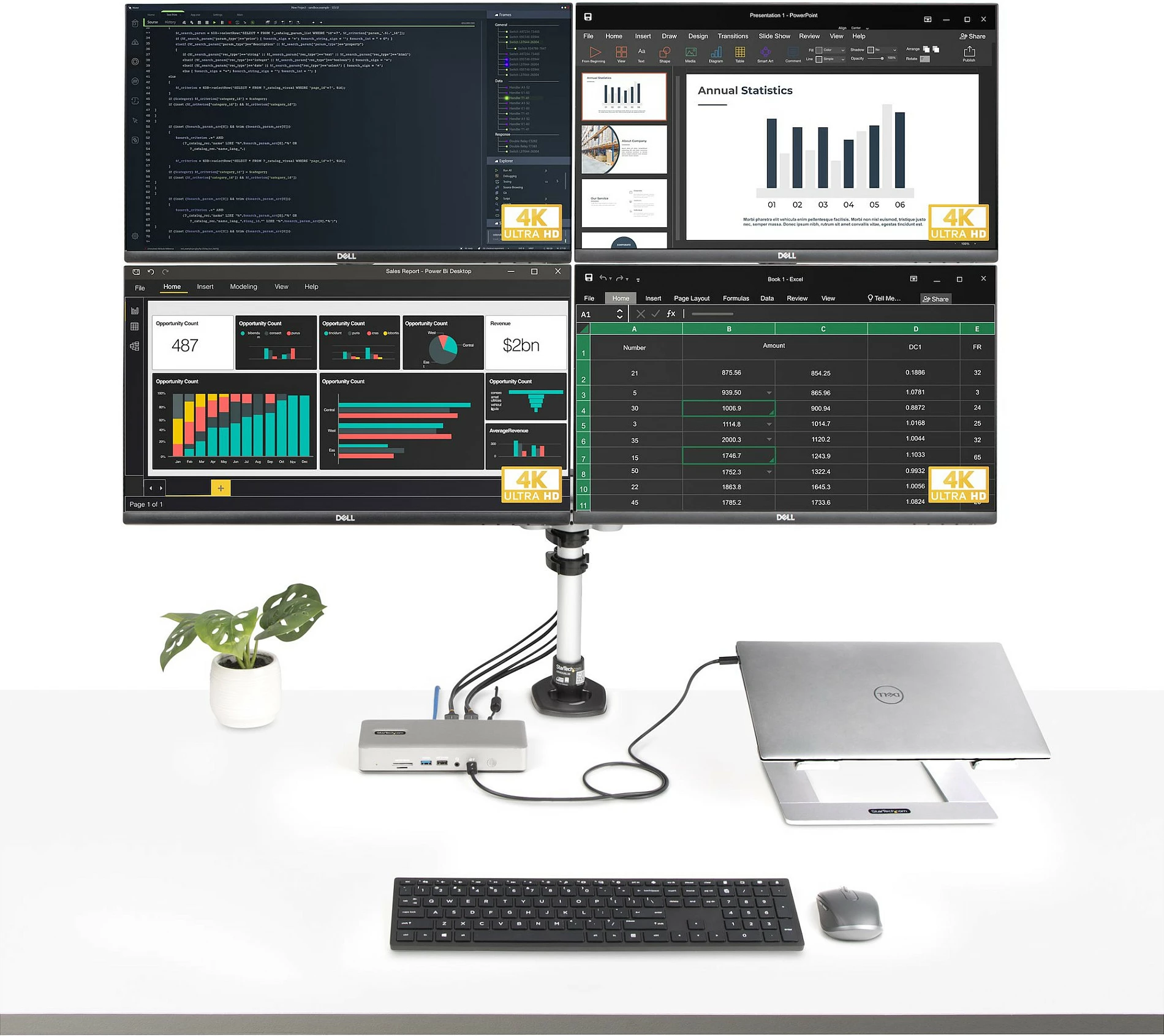 Docking station StarTech USB4/Thunderbolt 4, 98W PD, 2x HDMI 2.1 + 2x DisplayPort 1.4, 2.5GbE, gri
