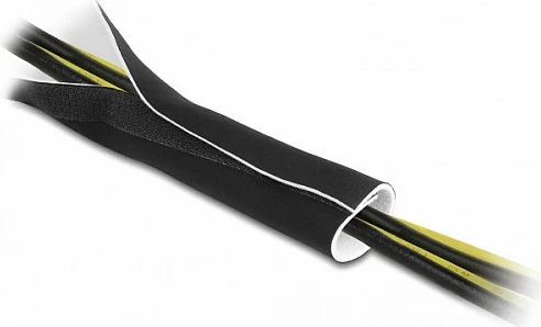 Mbështjellës kabllosh DeLOCK, neopren fleksibil me velcro, 3 m x 135 mm, zi/bardhë