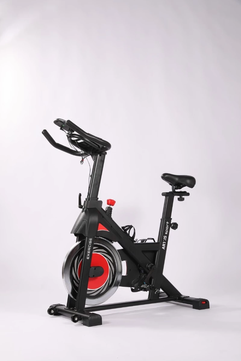 Biçikletë statike indoor ART.IS sport AS1 (AS8723), rrotë fluturimi 6 kg, Bluetooth Kinomap/Zwift, ngarkesë max 120 kg, e zezë/kuqe