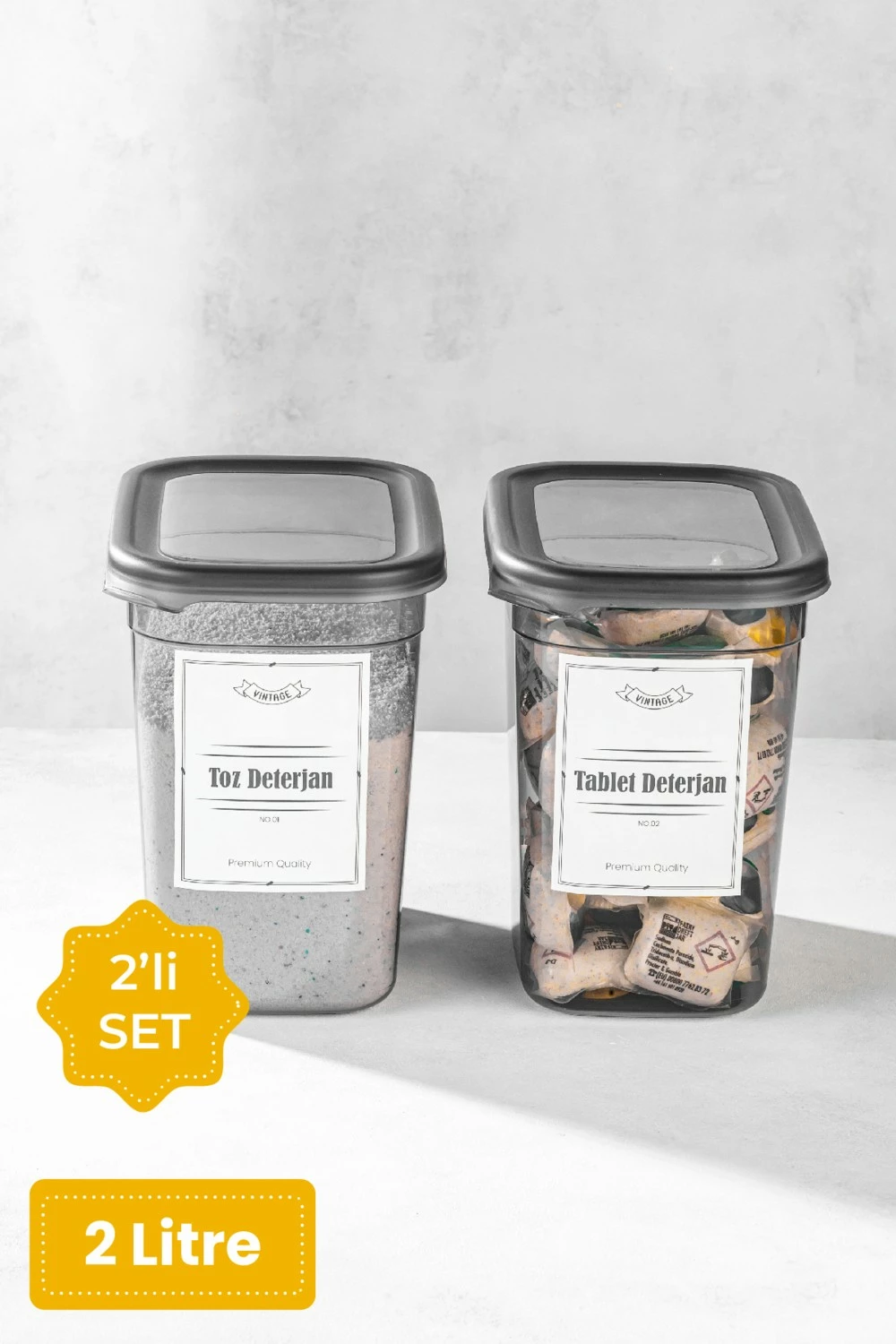 Kuti për detergjent Vienev, 2 copë, gri