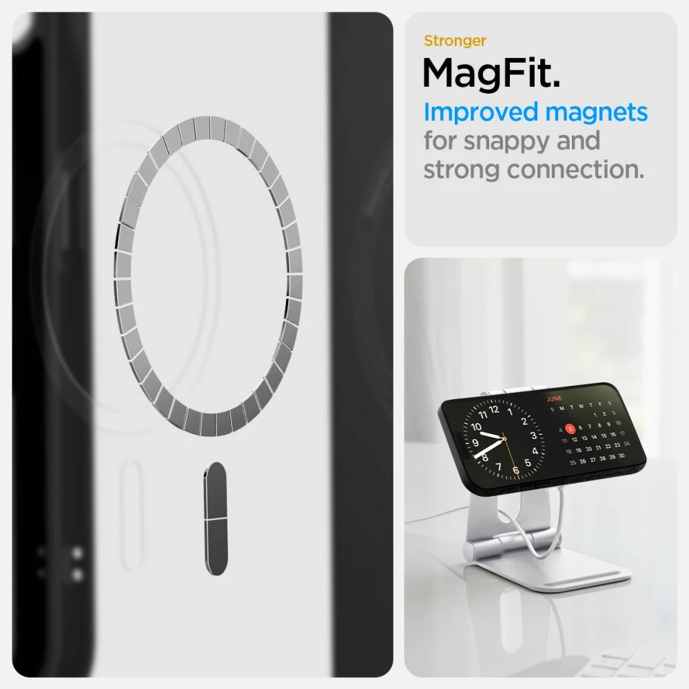Mbështjellës Spigen Liquid Air Mag MagSafe për iPhone 16e, i zi, gjysmë-transparent