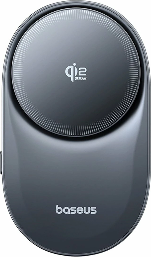 Mbajtës telefoni për veturë Baseus PrimeTrip VC2 Pro, magnetik, montim në grilë ventilimi, karikim wireless Qi2.2 25W, ventilator ftohës, USB-C, i zi, me kabllo USB-C→USB-C