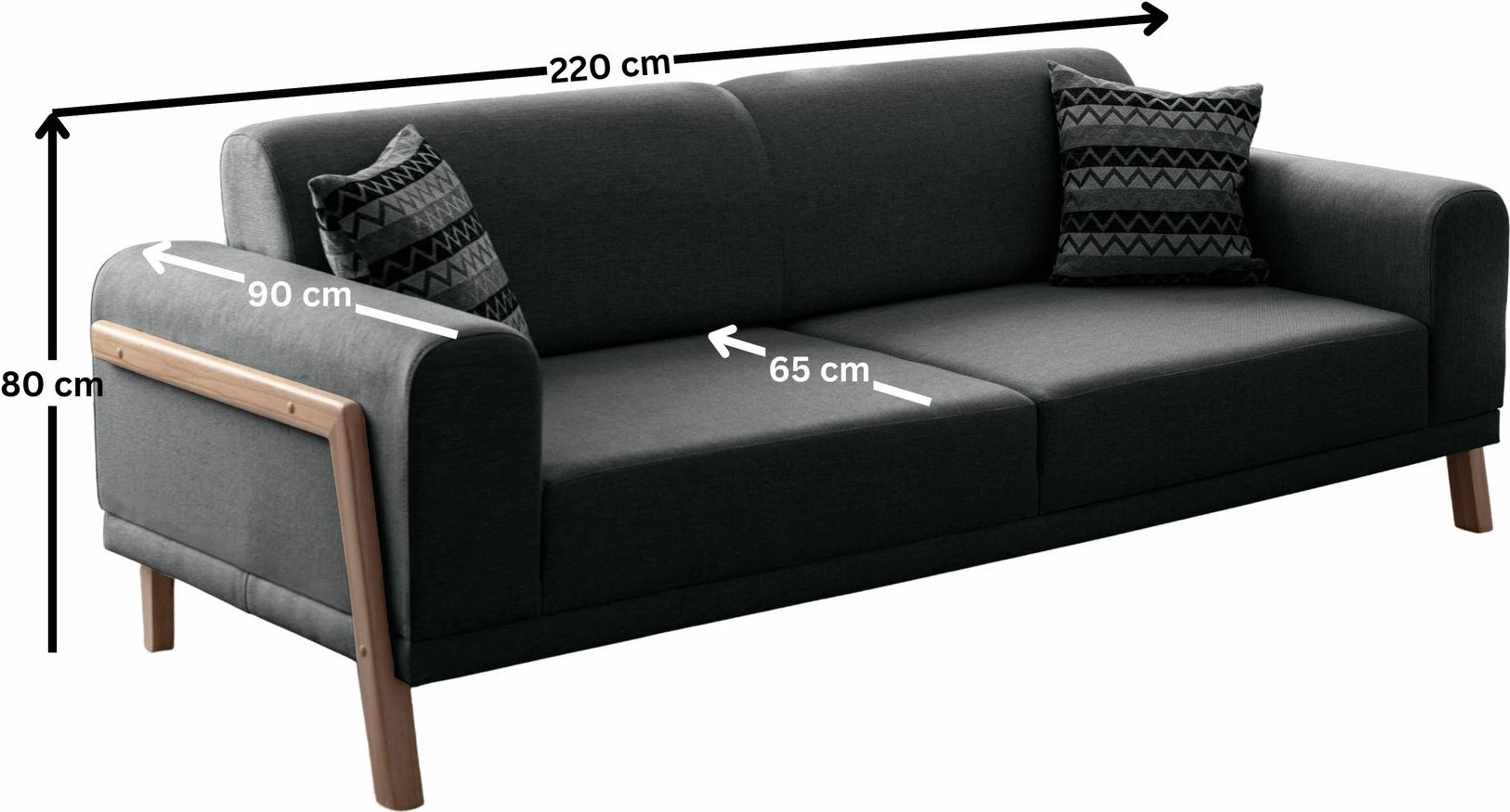 Divan treshe Atelier del Sofa, ngjyrë latte-antracit