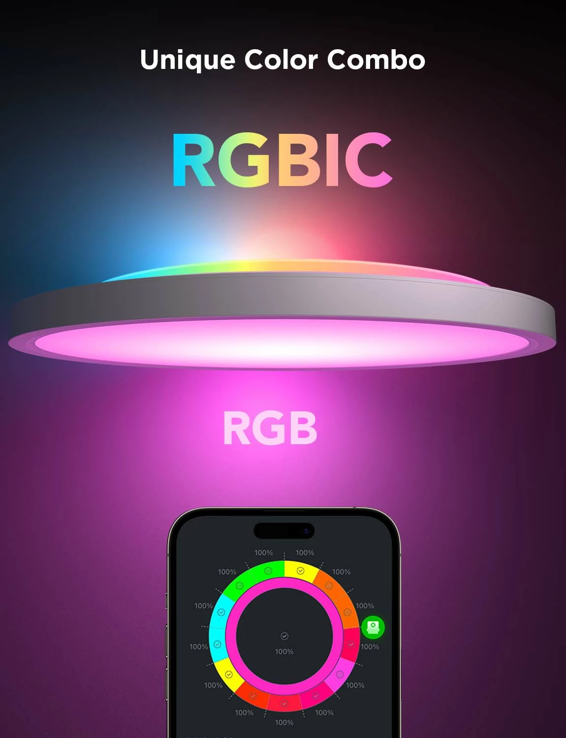 Dritë tavanore smart Govee RGBWW + RGBIC 30cm