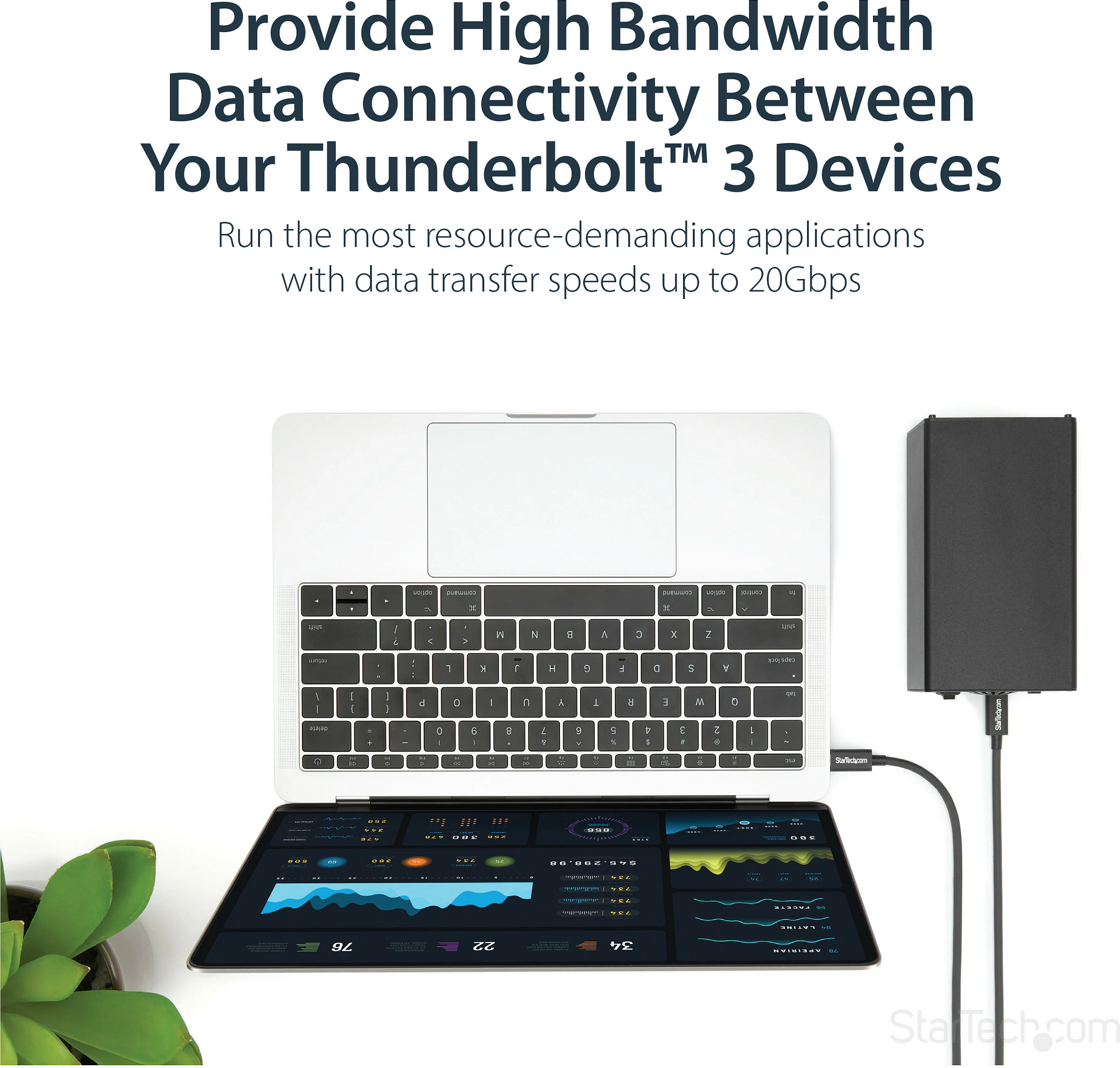 Kabllo Thunderbolt 3 USB-C StarTech TBLT3MM1M, 1m, 20Gbps, 4K 60Hz, e zezë