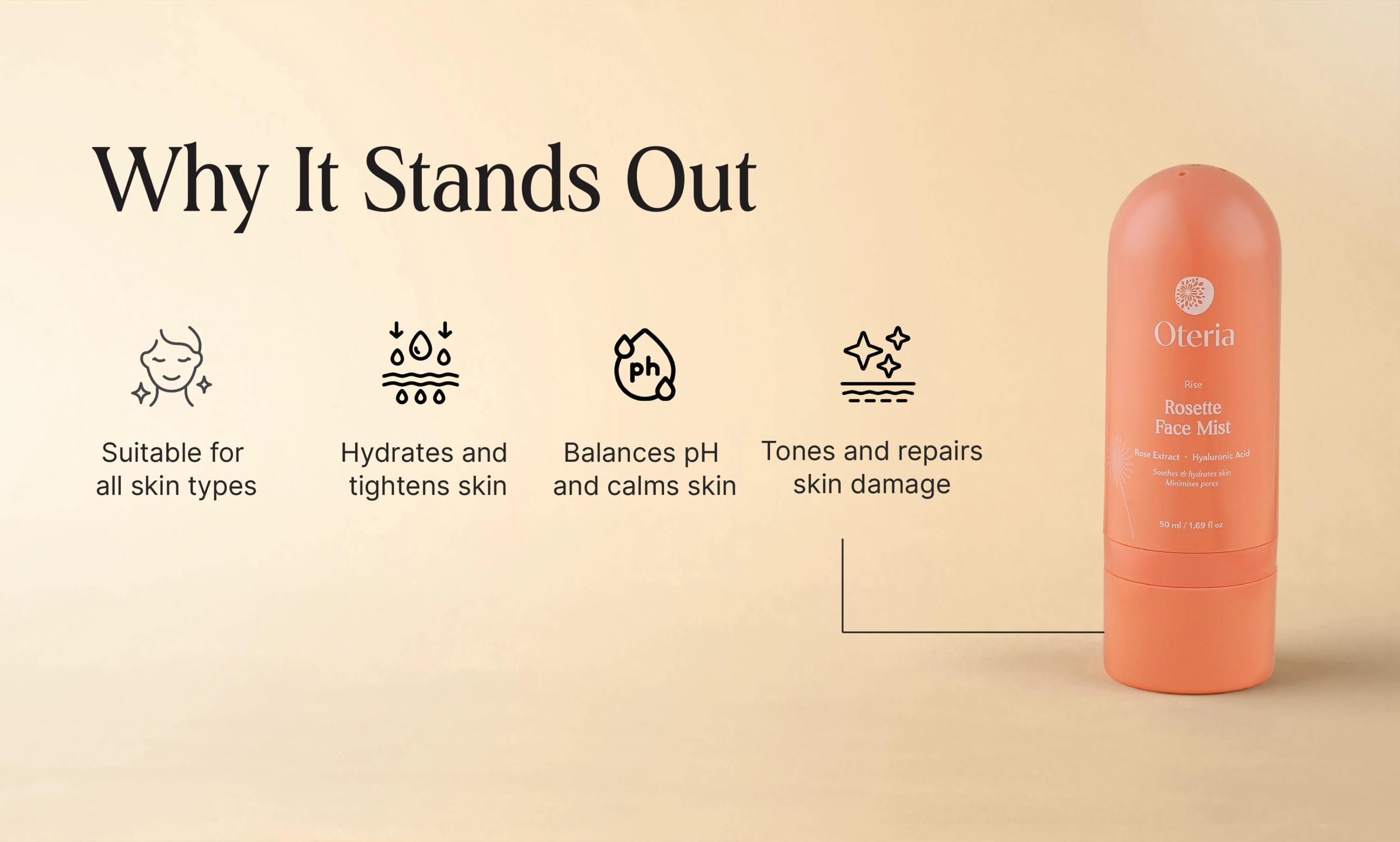 Sprej për fytyrë Oteria Rosette Face Mist, 50ml