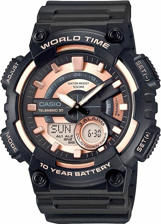 Orë dore për meshkuj CASIO, e zezë