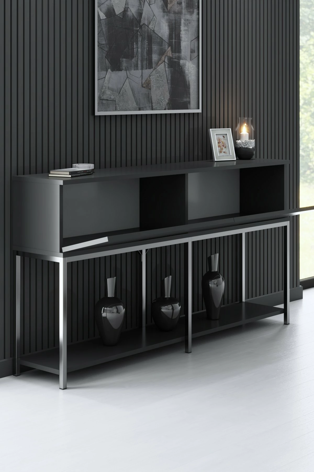 Konsol Hanah Home, Lord, antracit, argjend