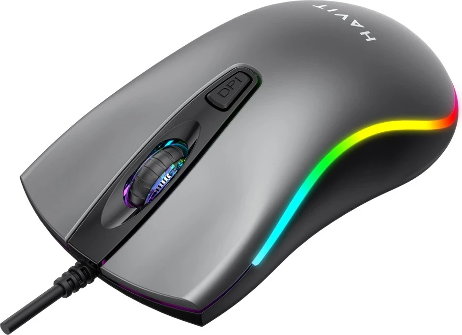 Maus HAVIT MS72, universal, me kabllo USB, i zi, me ndriçim LED