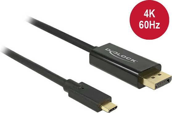 Kabllo DeLOCK 85257 USB-C në DisplayPort, 3 m, 4K 60Hz, e zezë