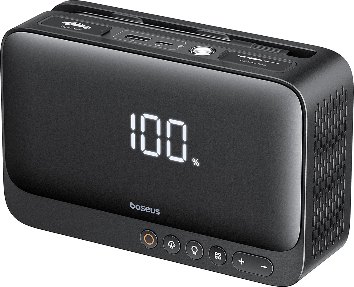 Jump starter Baseus Super Energy BS-CH013 4n1 me kompresor, powerbank 6000mAh, dritë LED, e zezë