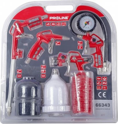 Set për zorrë ajri PROLINE 66343, 5 copë, me zorrë spirale PU dhe lidhësa të shpejtë