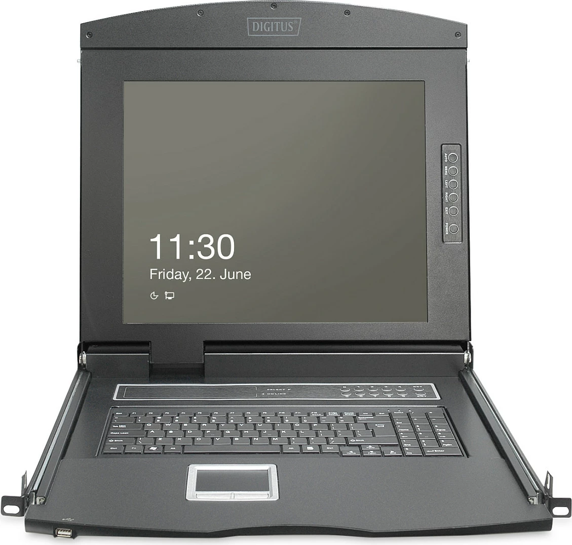 Konsolë modulare Digitus 19" HD LCD, 8-port KVM VGA, e zezë